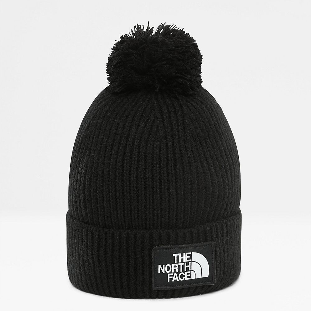 The North Face Beanies Mens Australia - The North Face Tnf Logo Box Pom Black (ONG-164238)